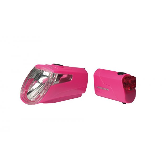 Trelock - Akku-LED-Leuchten Set Trelock I-go Eco LS 360/ 720 pink mit Halter
