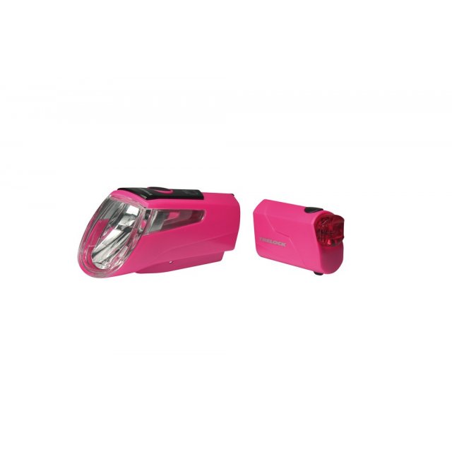 Trelock - Akku-LED-Leuchten Set Trelock I-go Power LS 460/720 pink mit Halter