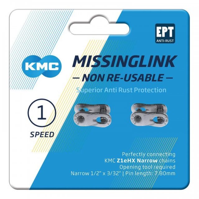 KMC - Missinglink KMC 3/32Zoll ML Z1 eHX NR 2 Stück, für Ketten 7,8mm, EPT silber