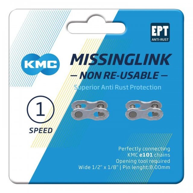 KMC - Missinglink KMC 1/2Zoll x 1/8Zoll  101 NR EPT 2 Stück, f. Ketten e101, breit, silber