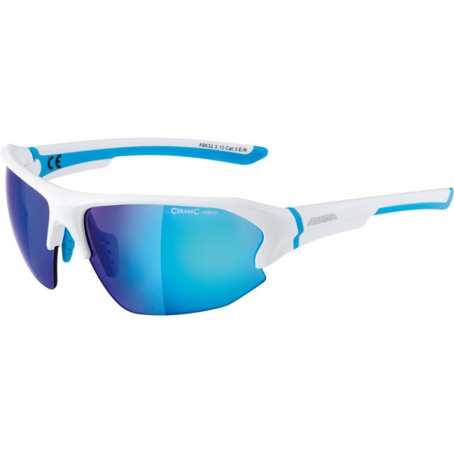 Alpina - Sonnenbrille Alpina Lyron HR Rahmen weiß matt/cyan Glas blau versp.S3