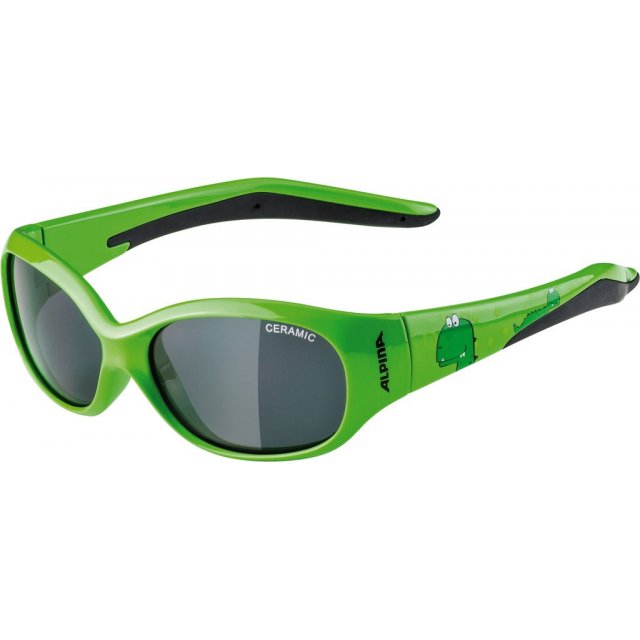 Alpina - Sonnenbrille Alpina Flexxy Kids Rahmen grün dino Glas schwarz  S3