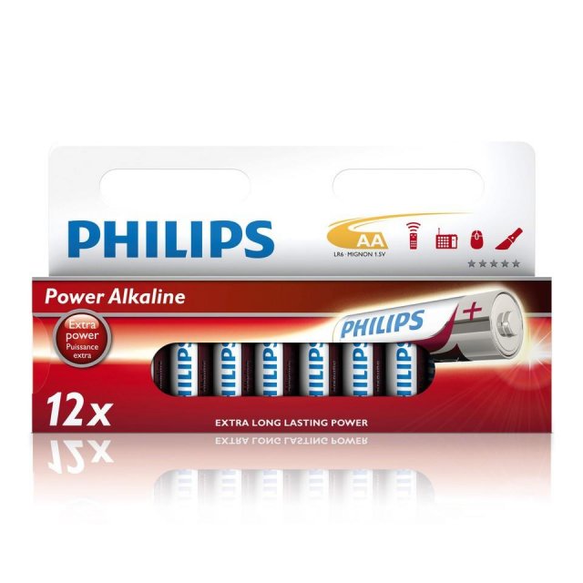 Philips - Batterie Philips Power Alkal. Mignon LR6 Alkaline, 1,5 V, AA,1x=ein 12er Blister